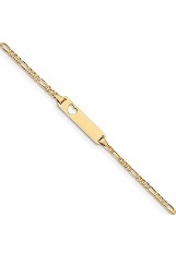 very nice real yellow gold cut out link chain baby id bracelet